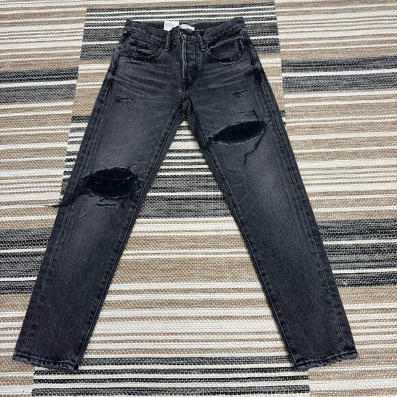 MOUSSY Vintage Distressed Dark Wash Denim Jeans Black Size 24